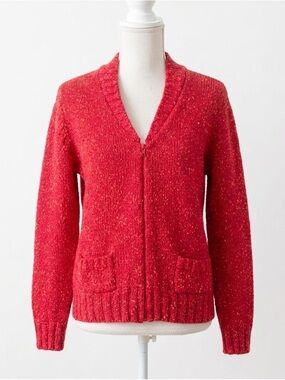 Stanley Blacker Irish Wool  Nep Knit Zip Up Cardigan Vintage 70s/80s Size Large